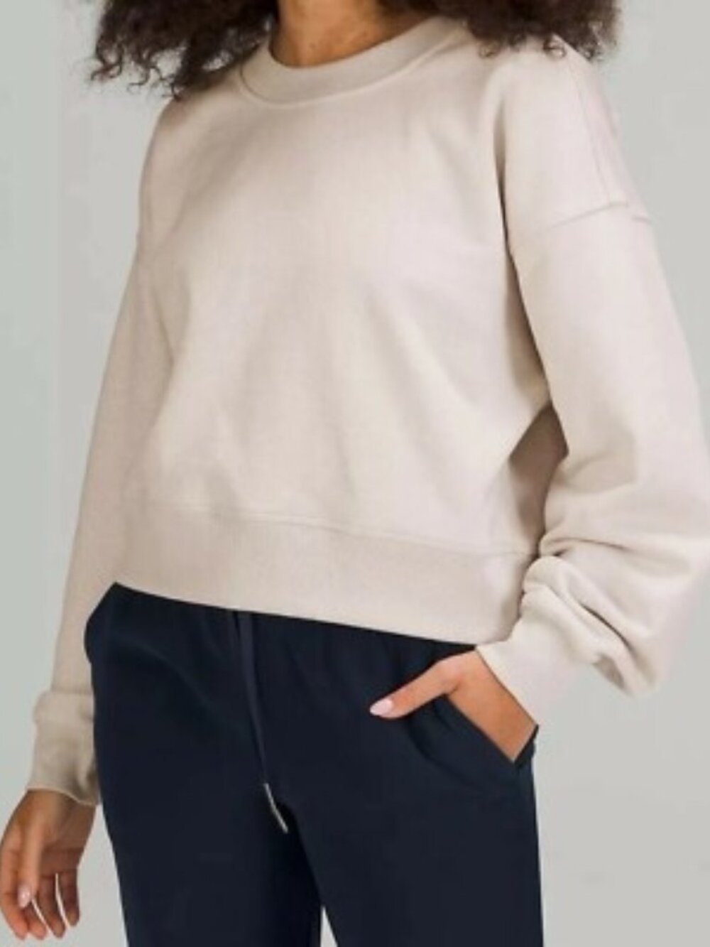 Lululemon Perfectly Oversized Cropped Crew Spark White Opal Sparkle Size 8